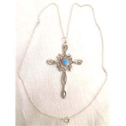 Navajo Sterling Silver & Turquoise Cross Necklace