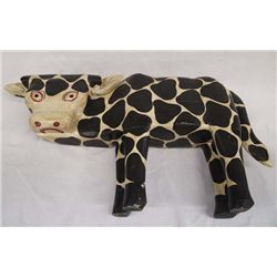 Carved Wooden Cow Statue
