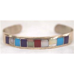 Zuni Sterling Channel Inlay Bracelet