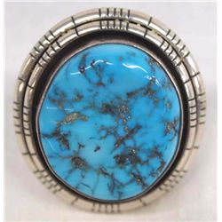 Navajo Sterling Turquoise Ring by Johnson, Sz 7.5