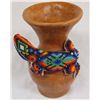 Image 1 : Huichol Hand Bead Lizard on Pottery Vase