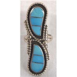 Zuni Sterling Channel Inlay Ring, Salvadore, Sz 5