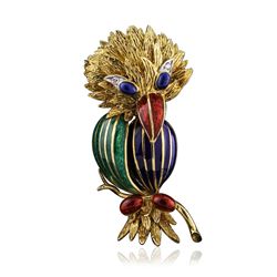 18KT Yellow Gold 0.04ctw Diamond Bird Pin