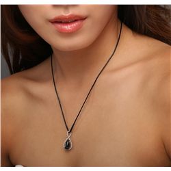 14KT White Gold 2.29ctw Black Diamond Pendant With Chain