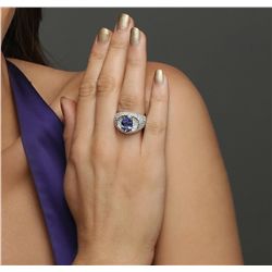 14KT White Gold 2.69ct Tanzanite and Diamond Ring