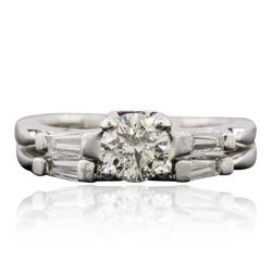 Platinum 0.84ctw Diamond Ring Wedding Set