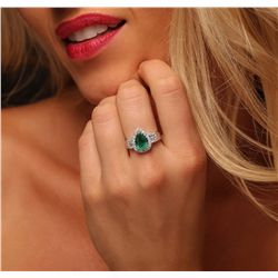 14KT White and Yellow Gold 1.60ct Emerald and Diamond Ring