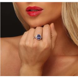 14KT White Gold 3.86ct Tanzanite and Diamond Ring