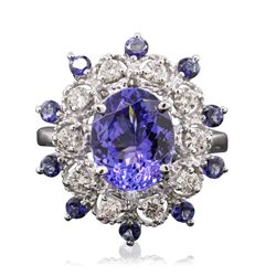 14KT White Gold 3.43ctw Tanzanite and Diamond Ring