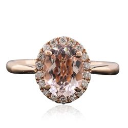 14KT Rose Gold 1.17ct Morganite and Diamond Ring