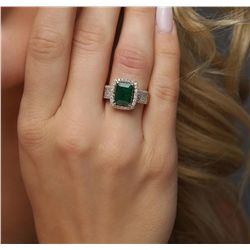 14KT Yellow Gold 3.06ct Emerald and Diamond Ring