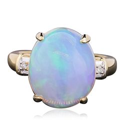 14KT Yellow Gold 5.80ct Opal and Diamond Ring