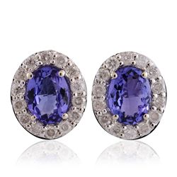 14KT White Gold 2.50ctw Tanzanite and Diamond Earrings