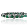 Image 9 : 14KT White Gold 18.48ctw Emerald and Diamond Bracelet