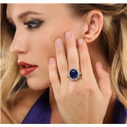 14KT White Gold 9.38ct Sapphire and Diamond Ring