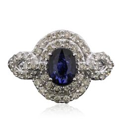 14KT White Gold 1.02ct Sapphire and Diamond Ring