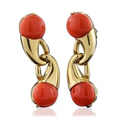 18KT Yellow Gold 23.44ctw Coral Earrings