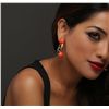 Image 3 : 18KT Yellow Gold 23.44ctw Coral Earrings