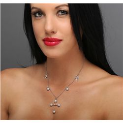 18KT White Gold 1.33ctw Diamond Cross Necklace
