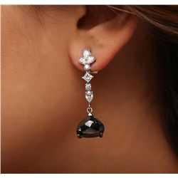 18KT White Gold 16.03ctw Black Diamond Earrings