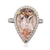 Image 3 : 14KT Two-Tone Gold 8.86ct Morganite and Diamond Ring