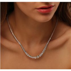 18KT Yellow Gold 11.78ctw Diamond Tennis Necklace