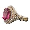 Image 4 : 14KT Yellow Gold 3.17ct Tourmaline and Diamond Ring