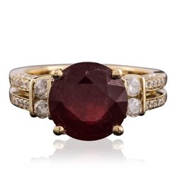 14KT Yellow Gold 5.19ct Ruby and Diamond Ring