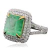 Image 4 : 14KT Two-Tone Gold 5.80ct Emerald and Diamond Ring