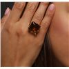 Image 6 : 14KT Yellow Gold 27.71ct Champagne Quartz and Orange Sapphire Ring