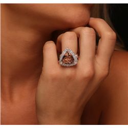 14KT White Gold 7.85ct Morganite and Diamond Ring