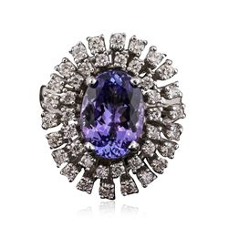 14KT White Gold 4.42ct Tanzanite and Diamond Ring