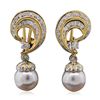 Image 1 : 18KT Yellow Gold Pearl and Diamond Earrings