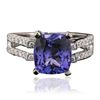 Image 3 : 18KT White Gold 3.95ct Tanzanite and Diamond Ring