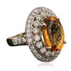 Image 4 : 14KT White Gold 15.39ct Citrine and Diamond Ring