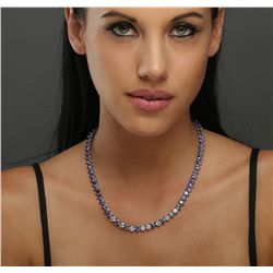 14KT White Gold 28.00ctw Tanzanite and Diamond Necklace