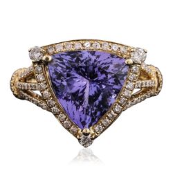 14KT Yellow Gold 6.75ct Tanzanite and Diamond Ring