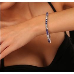 14KT White Gold 10.50ctw Tanzanite and Diamond Bracelet