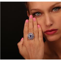 14KT White Gold 4.44ctw Tanzanite and Diamond Ring