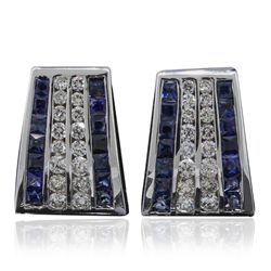 14KT White Gold 2.52ctw Sapphire and Diamond Earrings