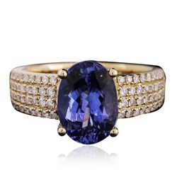 14KT Yellow Gold 3.75ct Tanzanite and Diamond Ring