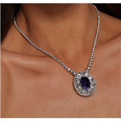 18KT White Gold 21.80ct Tanzanite and Diamond Necklace