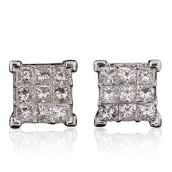 14KT White Gold 1.73ctw Diamond Earrings