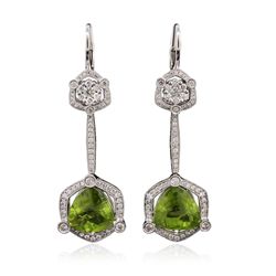 18KT White Gold 12.51ctw Peridot and Diamond Earrings