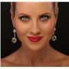 Image 3 : 18KT White Gold 12.51ctw Peridot and Diamond Earrings