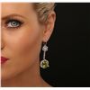 Image 4 : 18KT White Gold 12.51ctw Peridot and Diamond Earrings