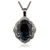 Image 4 : 14KT White Gold 21.43ct Blue Topaz and Diamond Pendant With Chain