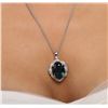 Image 5 : 14KT White Gold 21.43ct Blue Topaz and Diamond Pendant With Chain