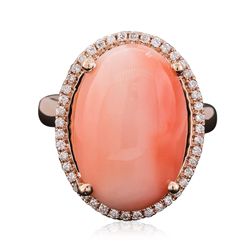 14KT Rose Gold 15.23ct Coral and Diamond Ring
