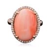 Image 1 : 14KT Rose Gold 15.23ct Coral and Diamond Ring